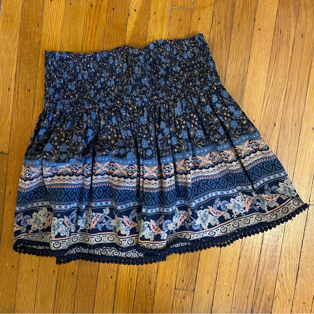 Hollister Navy/Floral Mini Skirt